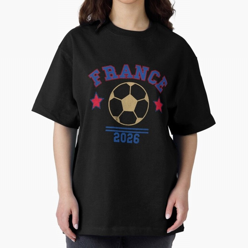France 2026 ¡ª Vintage Soccer Tee Oversized T-Shirt Celebrate Fan Favorites in Match Day Hype around FIFA World Cup 2026 USA Canada Mexico, Neymar, Haaland and Cristiano Ronaldo, Portugal, Spain and Germany, Worldwide Fan Energy, Dramatic Goals,