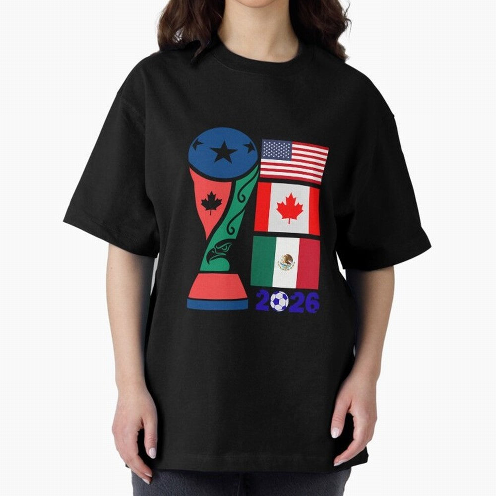 North America Football Unity 2026 Oversized T-Shirt Treasure the FIFA World Cup 2026 Group Stage Journey through Messi, CR7 and Mbappe Highlights, Argentina Pride, Football History, Final Match Energy, Crowd Noise and Once in a Lifetime Moments;