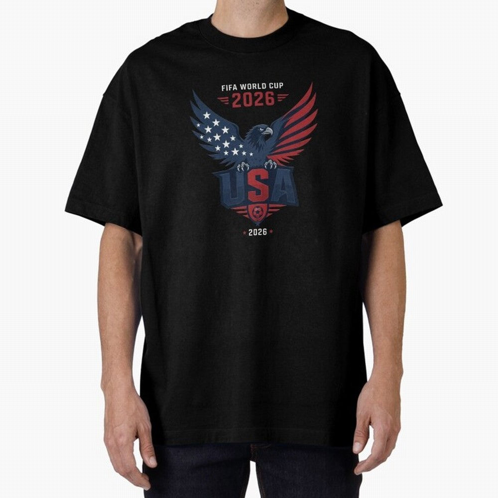 FIFA World Cup 2026 USA Eagle Soccer Logo Oversized T-Shirt Feel the Trophy Chase of Global Football Passion for FIFA World Cup 2026 USA Canada Mexico, Connected to Haaland, England, Fan Favorite Moments, National Team Passion, Big Match Drama and