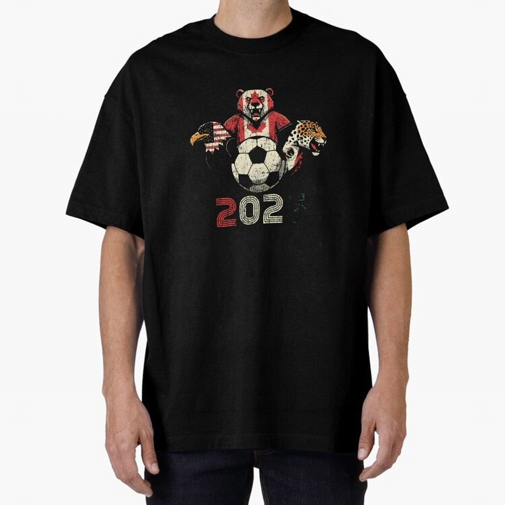 United 2026 Soccer Mascots North America Tournament T-Shirt_83157189 Oversized T-Shirt Cheer for the FIFA World Cup 2026 USA Canada Mexico Journey through CR7 Highlights, Germany Pride, Champion Mindset, Group Stage Buzz, Knockout Tension and