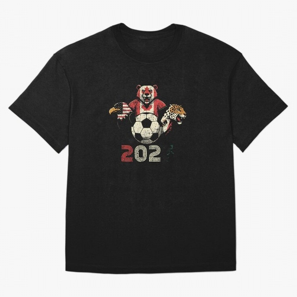 United 2026 Soccer Mascots North America Tournament T-Shirt_83157189 Oversized T-Shirt Bring Bold Fan Energy to FIFA World Cup 2026 USA Canada Mexico Spirit, with England and Germany, Messi, CR7 and Mbappe, Football History, Final Match Energy,