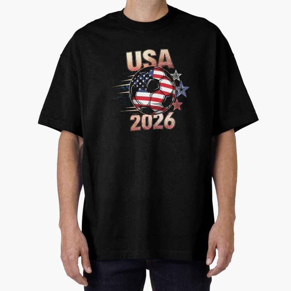 USA Soccer with Red White Blue Stars 2026 Cup T-Shirt_83834283 Oversized T-Shirt Celebrate Supporters United by FIFA World Cup 2026 USA Canada Mexico for Fans of Cristiano Ronaldo, Haaland and CR7 and England, Bringing Stadium Chants, National