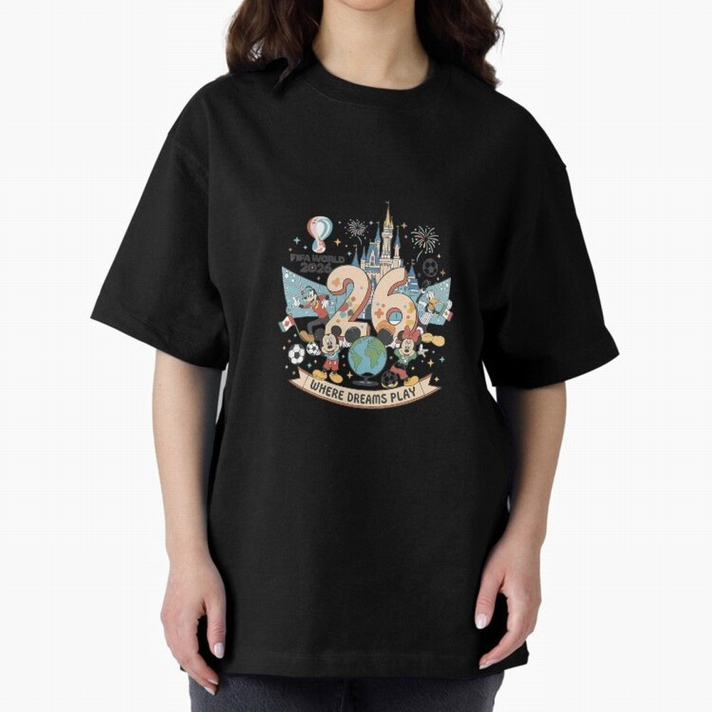 Dreamland Football 26 Oversized T-Shirt Back Your Heroes with FIFA World Cup 2026 Inspired by Messi, CR7 and Mbappe, Portugal, Spain and Germany Energy, Global Supporter Spirit, Legendary Goals, National Colors and Tournament Celebration; Great for