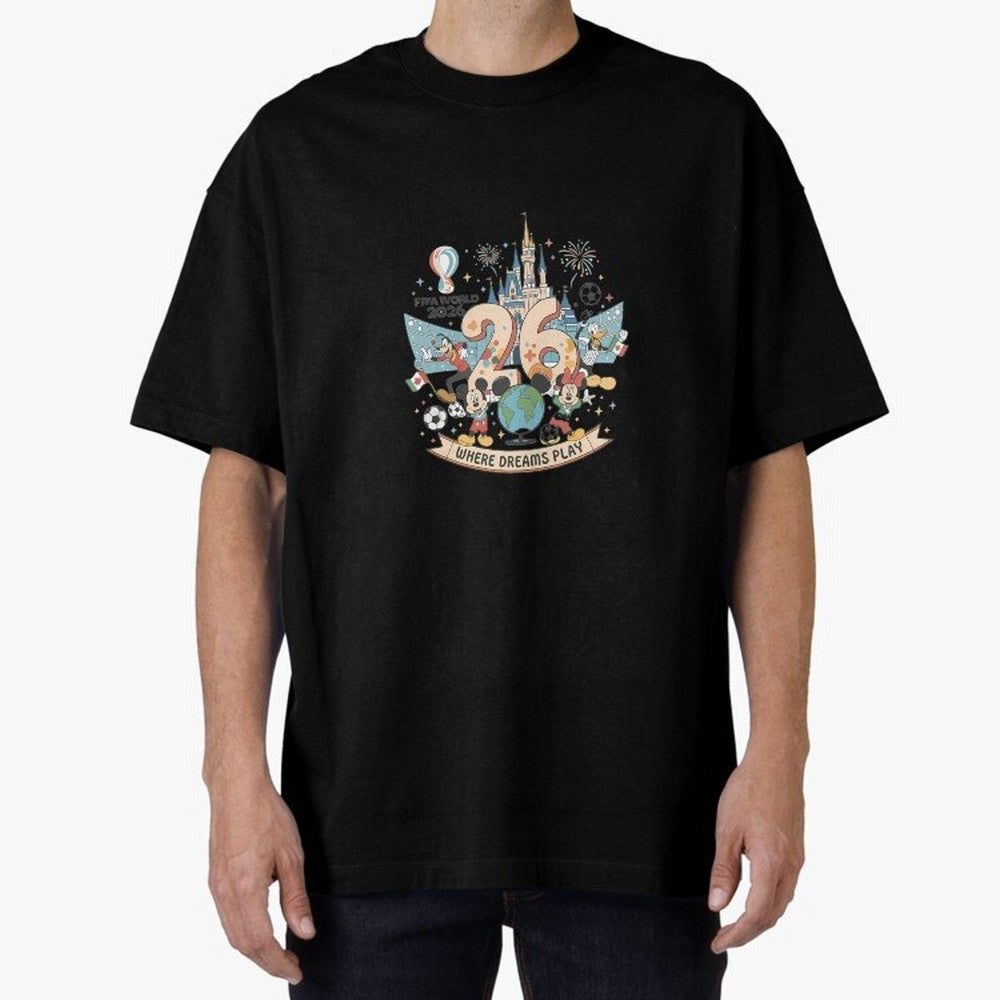 Dreamland Football 26 Oversized T-Shirt Back Your Heroes with FIFA World Cup 2026 Inspired by Messi, CR7 and Mbappe, Portugal, Spain and Germany Energy, Global Supporter Spirit, Legendary Goals, National Colors and Tournament Celebration; Great for