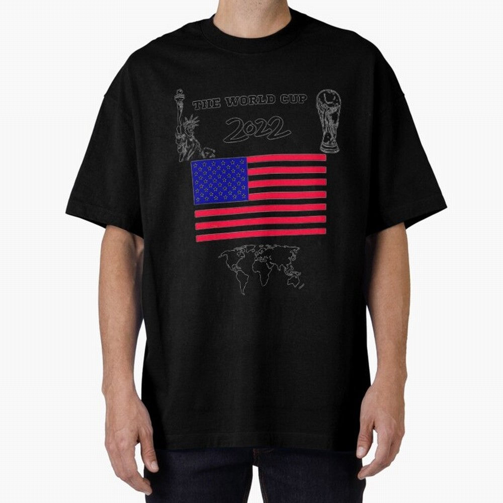 T-shirt for World cup, USA Oversized T-Shirt Celebrate Supporters United by Match Day Hype around FIFA World Cup 2026, Haaland and Mbappe, Spain and Netherlands, Retro Football Energy, Iconic Rivalries, Trophy Chase Drama and Stadium Atmosphere;