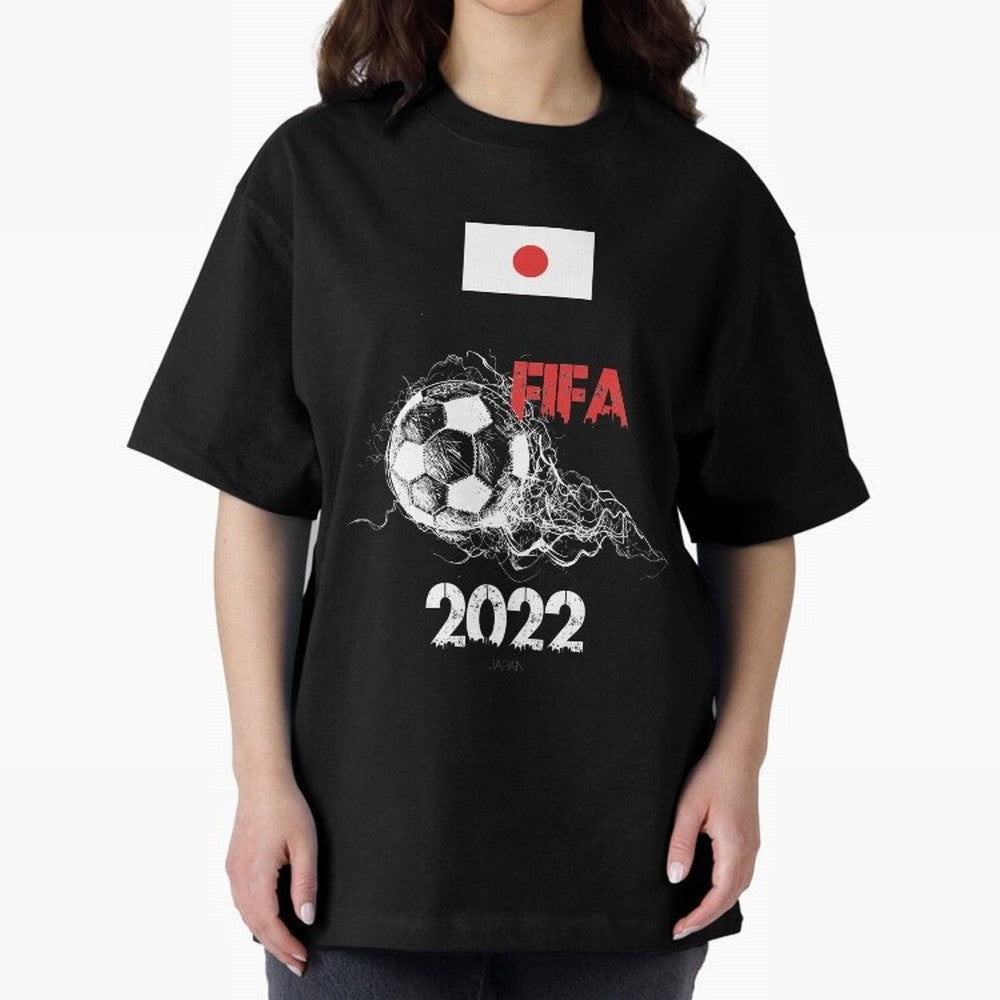 World Cup Qatar 2022 Japan Oversized T-Shirt Join the Global Buzz around FIFA World Cup 2026 with Messi and Cristiano Ronaldo, Spain Energy, Sports Nostalgia, International Competition, Famous Players and Unforgettable Victories; Built for