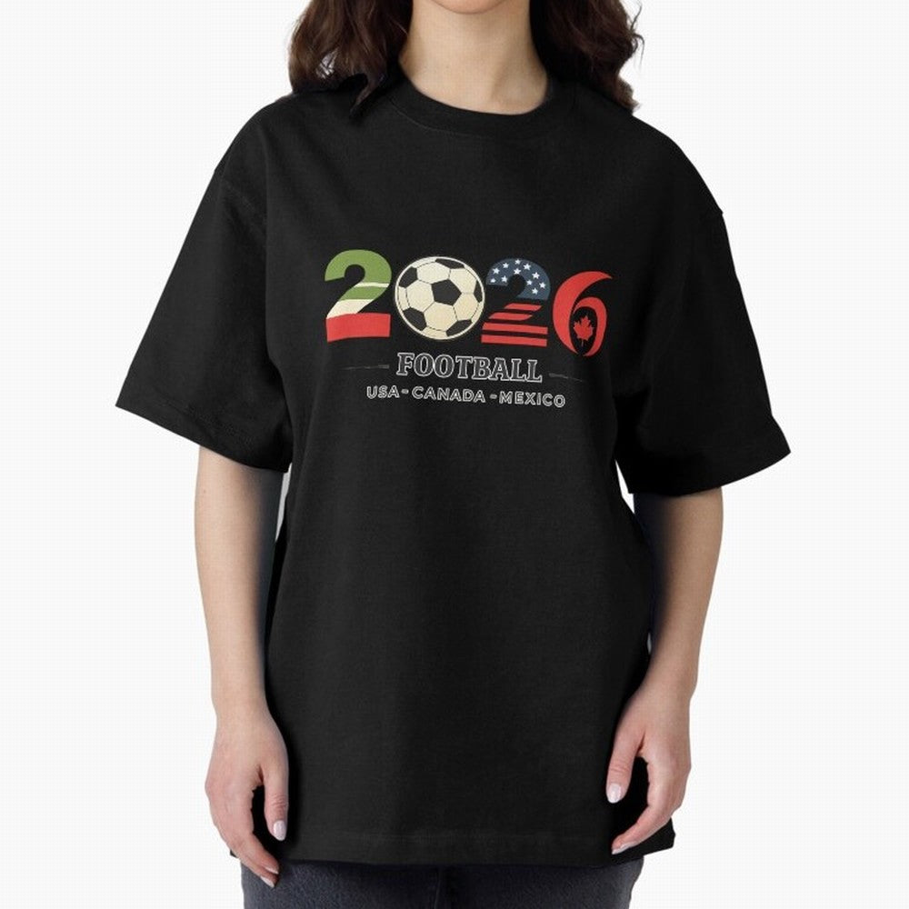 Football 2026 USA Canada Mexico Oversized T-Shirt Spotlight FIFA World Cup 2026 Made for Mbappe, Spain and Netherlands Energy, Retro Football Energy, Iconic Rivalries, Trophy Chase Drama and Stadium Atmosphere; Ideal for Football Dads, Football