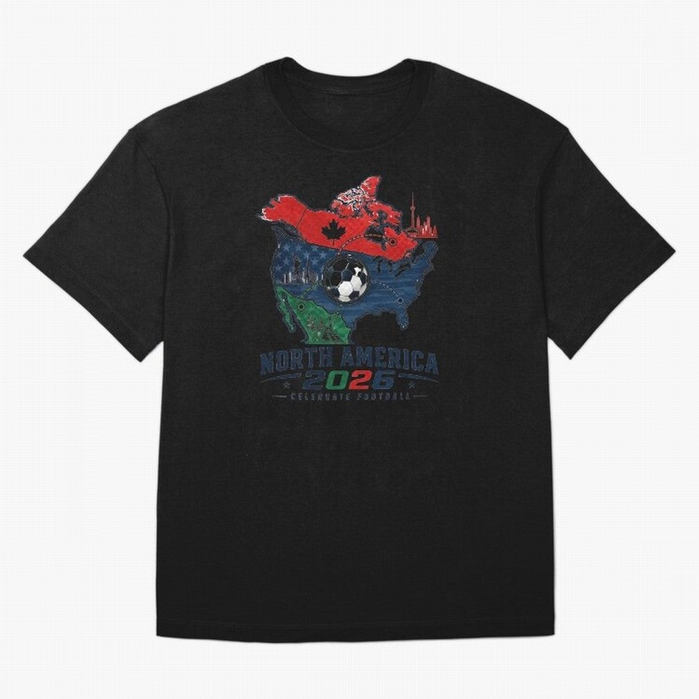 United by Football 2026 North America Soccer Design Oversized T-Shirt Carry the Colors and Pride of the FIFA World Cup 2026 USA Canada Mexico Journey through Cristiano Ronaldo Highlights, Spain Pride, Fan Favorite Moments, National Team Passion,