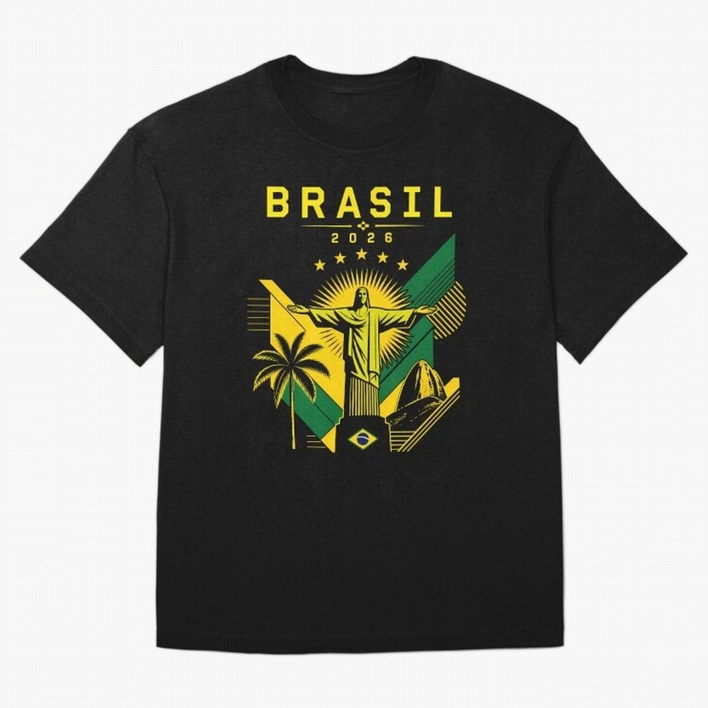 Brasil 2026 Christ the Redeemer Rio Oversized T-Shirt Treasure FIFA World Cup 2026 USA Canada Mexico Driven by Mbappe, France Energy, Champion Mindset, Group Stage Buzz, Knockout Tension and Passionate Fan Culture; Ideal for Football Dads, Football