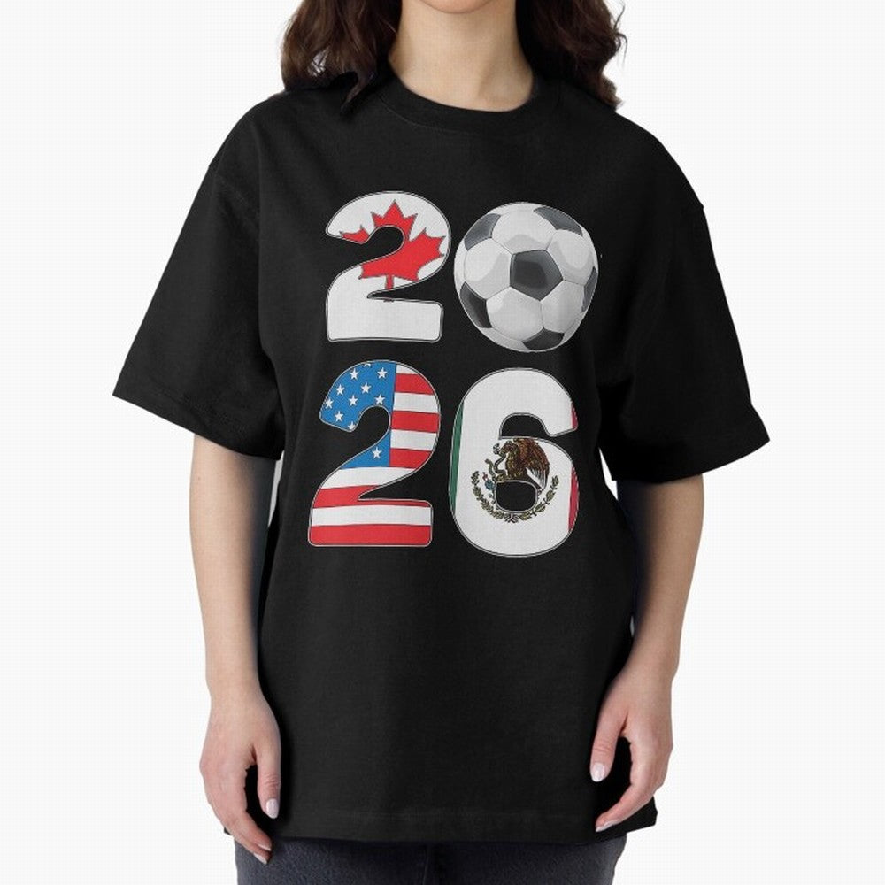 2026 North America Football Massive Event Soccer Ball Oversized T-Shirt Support FIFA World Cup 2026 Spirit, Connected to France and Portugal, Neymar, Haaland and Cristiano Ronaldo, Soccer Culture, Superstar Moments, National Team Dreams and