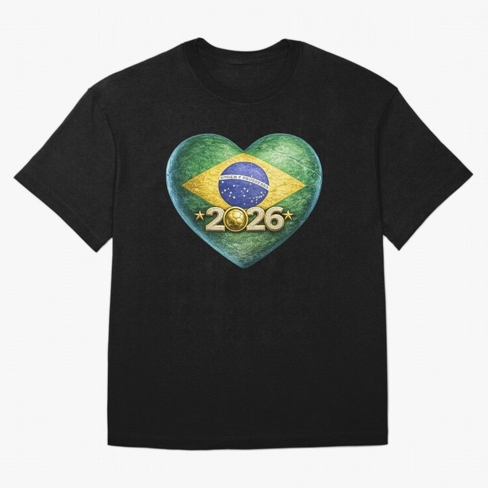 Brazil 2026 World Football Heart Flag Designs Oversized T-Shirt Honor the Football Icons of the FIFA World Cup 2026 USA Canada Mexico Journey through CR7 Highlights, Portugal, Spain and Germany Pride, Football Festival Excitement, Trophy Ambitions,