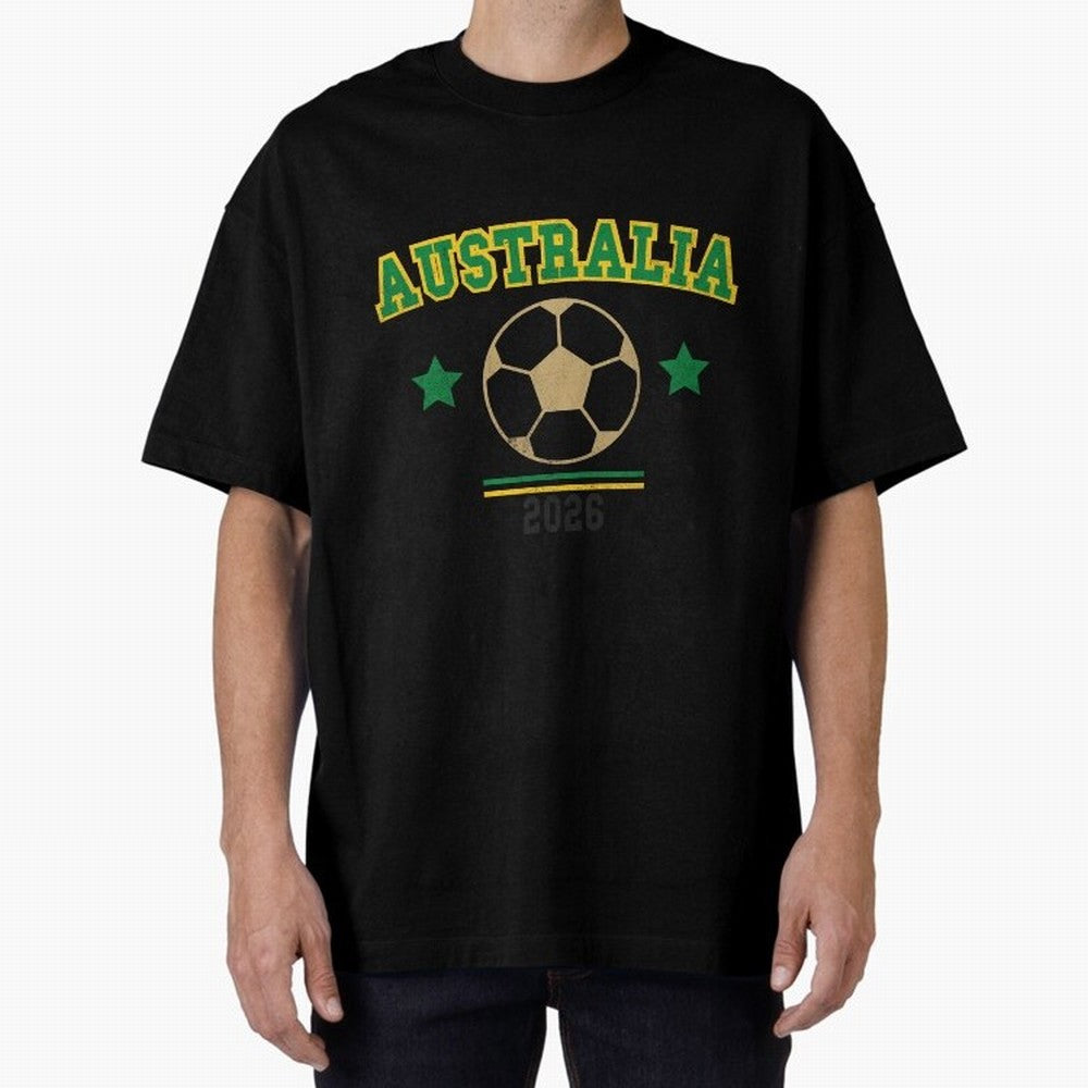 Australia 2026 ¡ª Vintage Soccer Tee Oversized T-Shirt Join Supporters Worldwide for FIFA World Cup 2026 Group Stage with Haaland, Brazil Energy, Goal Celebration Energy, Supporter Heritage, Football Icons and Worldwide Tournament Joy; Ideal for