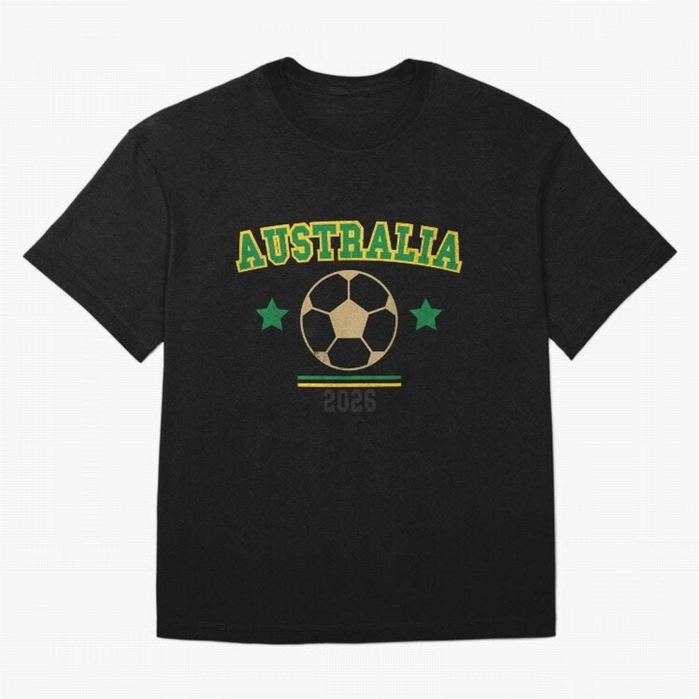Australia 2026 ¡ª Vintage Soccer Tee Oversized T-Shirt Join Supporters Worldwide for FIFA World Cup 2026 Group Stage with Haaland, Brazil Energy, Goal Celebration Energy, Supporter Heritage, Football Icons and Worldwide Tournament Joy; Ideal for