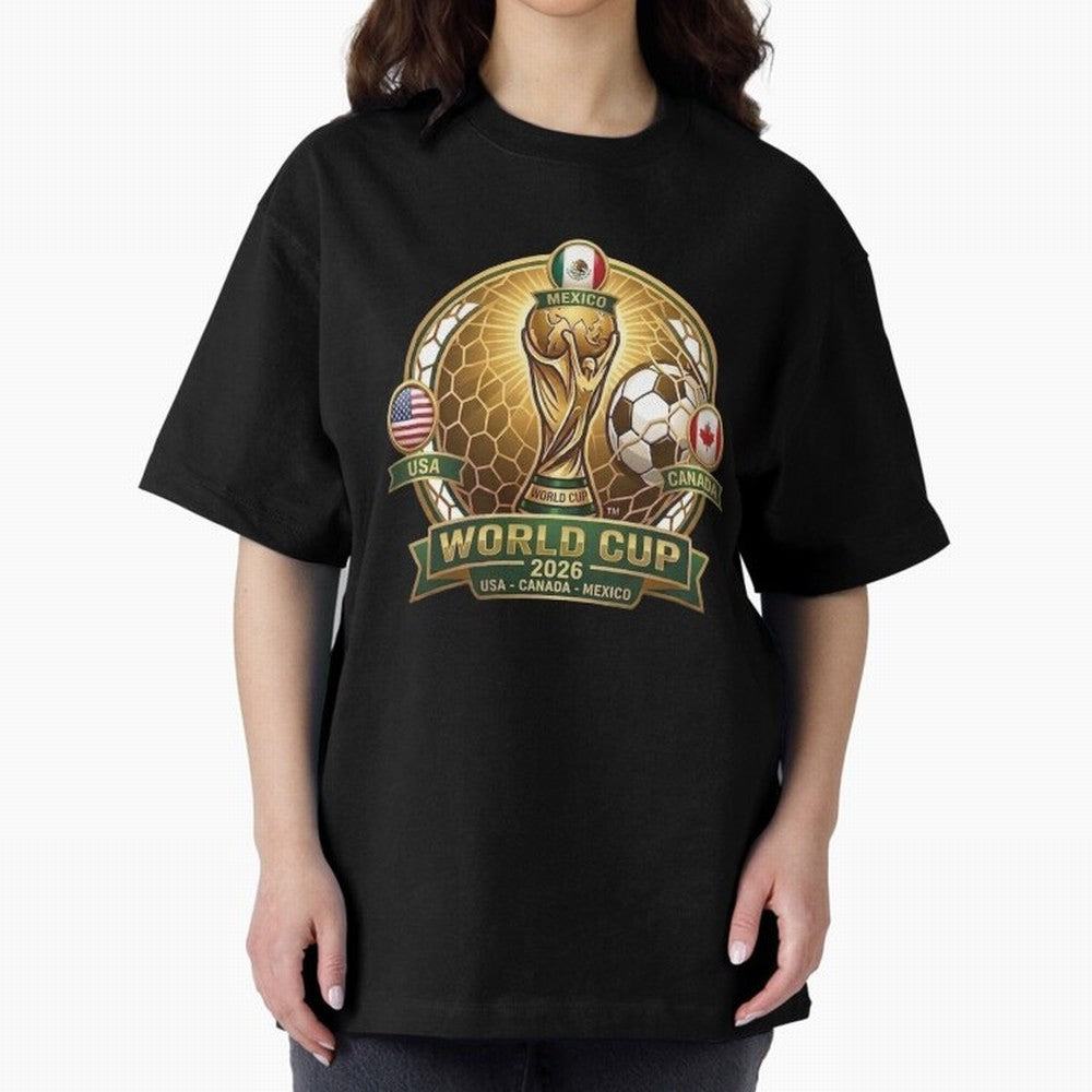 Chasing the Cup 2026 Oversized T-Shirt Show Match Day Excitement for FIFA World Cup 2026 USA Canada Mexico for Fans of Neymar, Haaland and Cristiano Ronaldo and France, Bringing Match Day Excitement, Supporter Culture, Golden Goals and Global