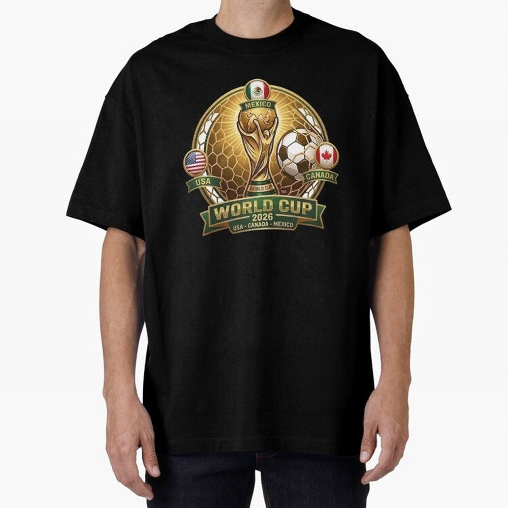 Chasing the Cup 2026 Oversized T-Shirt Show Match Day Excitement for FIFA World Cup 2026 USA Canada Mexico for Fans of Neymar, Haaland and Cristiano Ronaldo and France, Bringing Match Day Excitement, Supporter Culture, Golden Goals and Global
