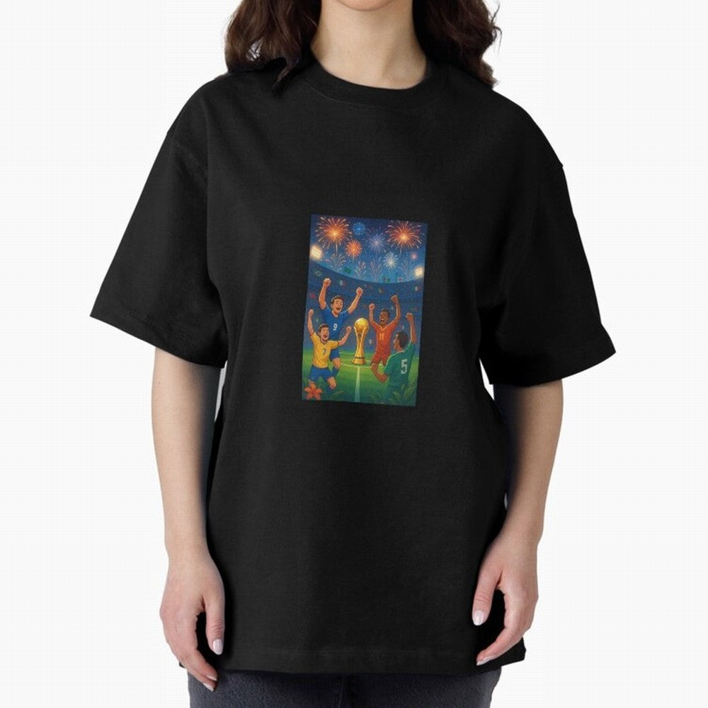 World Cup Oversized T-Shirt Share Global Football Passion for FIFA World Cup 2026, Highlighting Cristiano Ronaldo, Netherlands, Football Festival Excitement, Trophy Ambitions, Country Rivalries and Star Player Buzz; Perfect for Fans, Collectors,