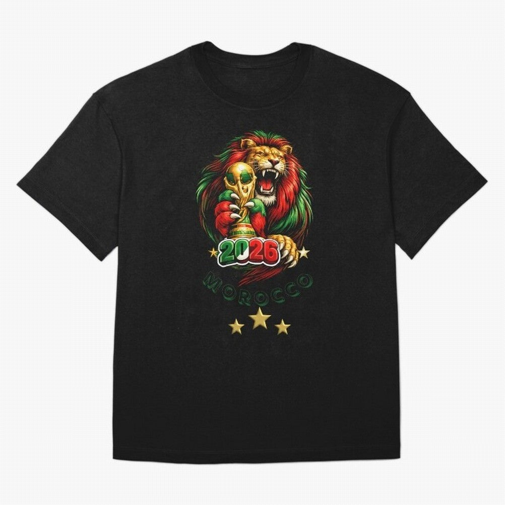 Moroccan Lion World Cup 2026 Design Oversized T-Shirt Support Your Favorite Stars during FIFA World Cup 2026 Group Stage Spirit, with Argentina, CR7, Football History, Final Match Energy, Crowd Noise and Once in a Lifetime Moments; Made for Die
