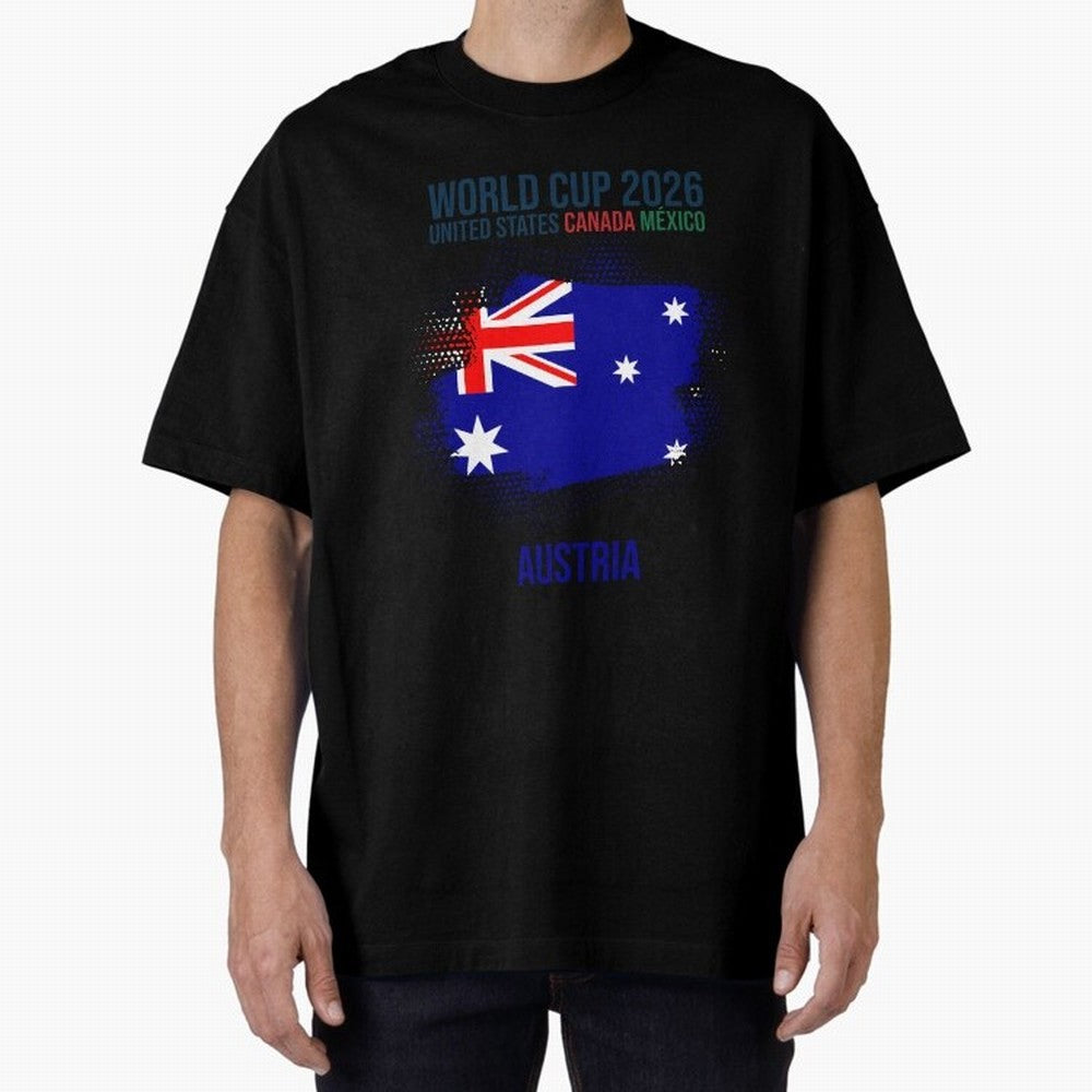 AUSTRIA WORLD CUP 2026 Oversized T-Shirt Experience the Global Stage of the FIFA World Cup 2026 Journey through Mbappe Highlights, Brazil Pride, Football Passion, Legendary Performances, Festival Vibes and Supporter Community; Perfect for