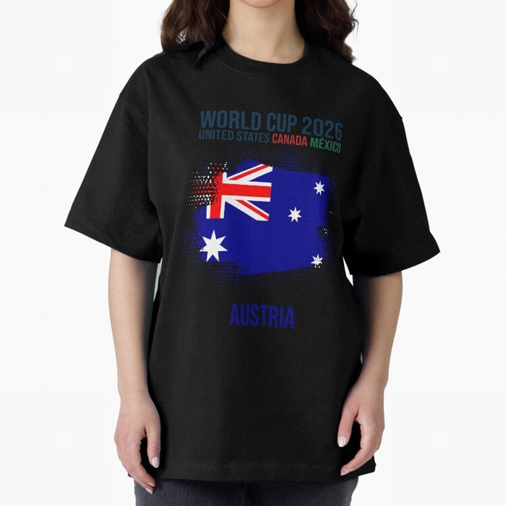 AUSTRIA WORLD CUP 2026 Oversized T-Shirt Experience the Global Stage of the FIFA World Cup 2026 Journey through Mbappe Highlights, Brazil Pride, Football Passion, Legendary Performances, Festival Vibes and Supporter Community; Perfect for