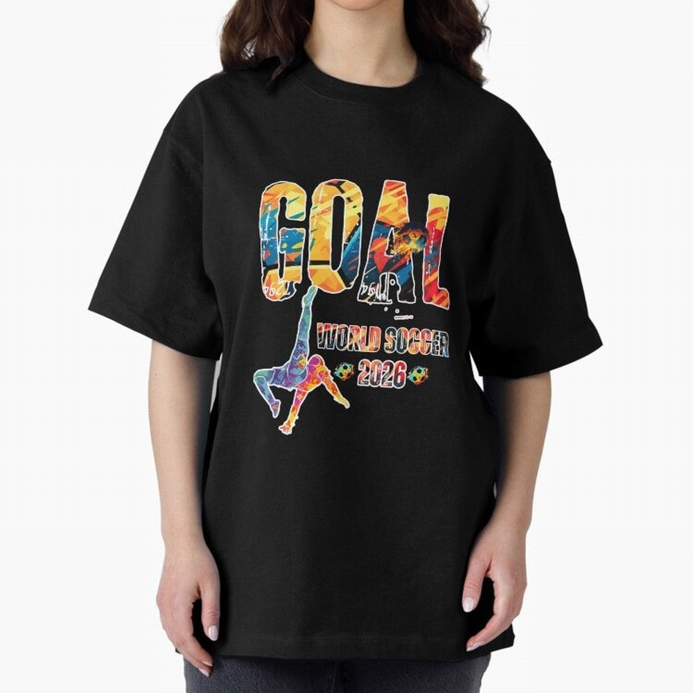 Goal World Soccer Championship 2026 Oversized T-Shirt Relive FIFA World Cup 2026 for Fans of Messi and England and Germany, Bringing Supporter Pride, Iconic Celebrations, Legendary Names and Global Match Day Energy; Made for Die Hard Supporters,