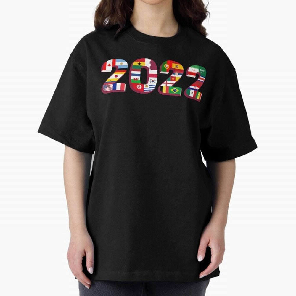 All the 32 Teams that Played in 2022 in Qatar for Football Fans Oversized T-Shirt Show Up for the Glory of FIFA World Cup 2026 USA Canada Mexico Spirit, Inspired by Portugal, Haaland, Retro Football Energy, Iconic Rivalries, Trophy Chase Drama and