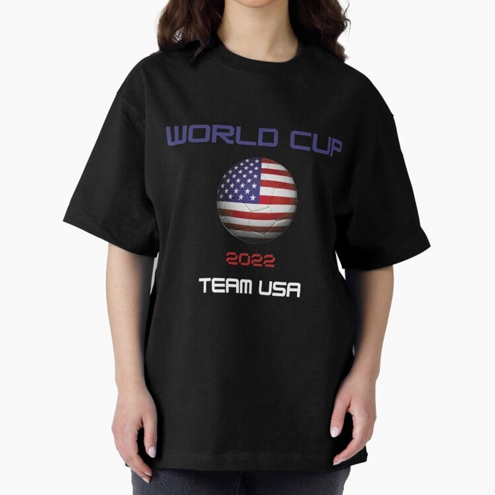 World cup 2022 Team USA Oversized T-Shirt Share the Excitement of the FIFA World Cup 2026 Journey through CR7 and Messi Highlights, Germany Pride, Vintage Soccer Flavor, Modern Football Stars, National Flags and Final Night Emotion; Ideal for