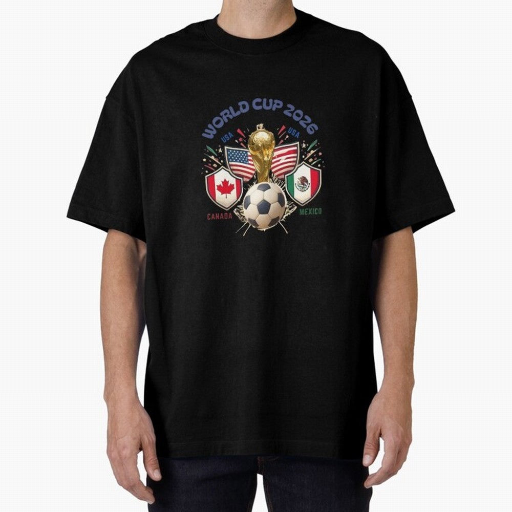 World Cup 2026 Host Nations Crest Oversized T-Shirt Celebrate Match Day Hype around FIFA World Cup 2026 Group Stage, Cristiano Ronaldo, Haaland and CR7, Germany, Global Supporter Spirit, Legendary Goals, National Colors and Tournament Celebration;