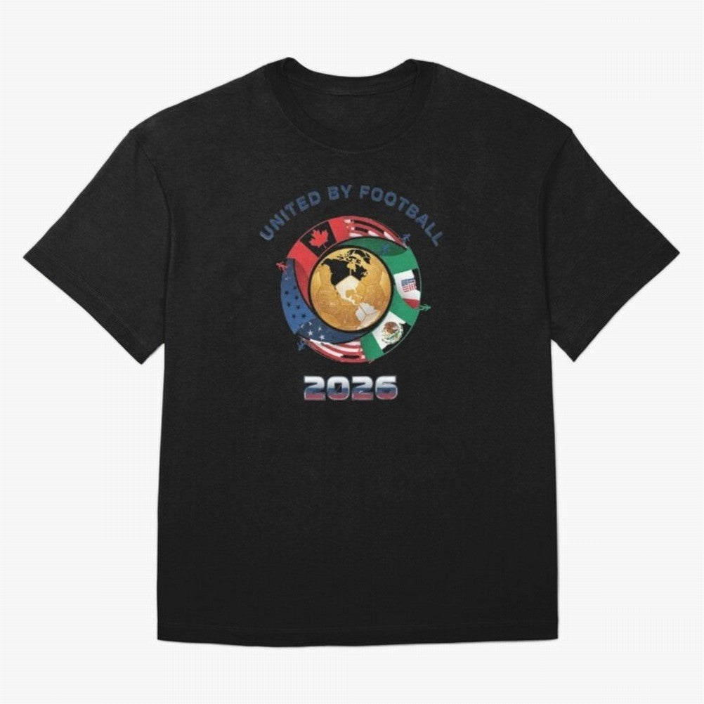 United By Football 2026 Logo Oversized T-Shirt Bring a Vintage Feel to FIFA World Cup 2026 for Fans of Neymar, Haaland and Cristiano Ronaldo and Portugal, Spain and Germany, Bringing Stadium Chants, National Pride, Trophy Dreams and Unforgettable