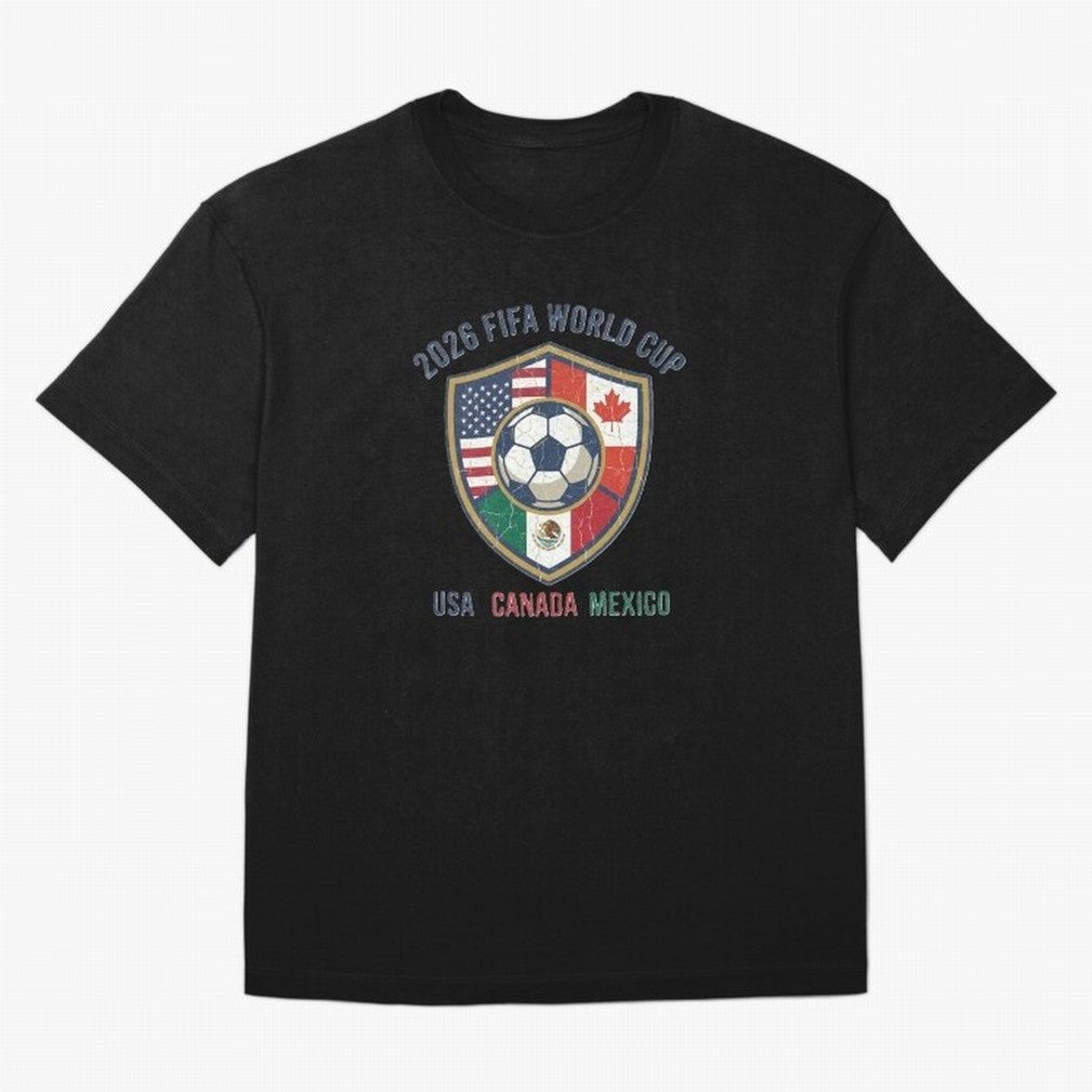 North America United Soccer 2026 Vintage Crest Oversized T-Shirt Back the Journey through FIFA World Cup 2026 Group Stage Spirit, Made for Brazil, Cristiano Ronaldo, Sports Nostalgia, International Competition, Famous Players and Unforgettable