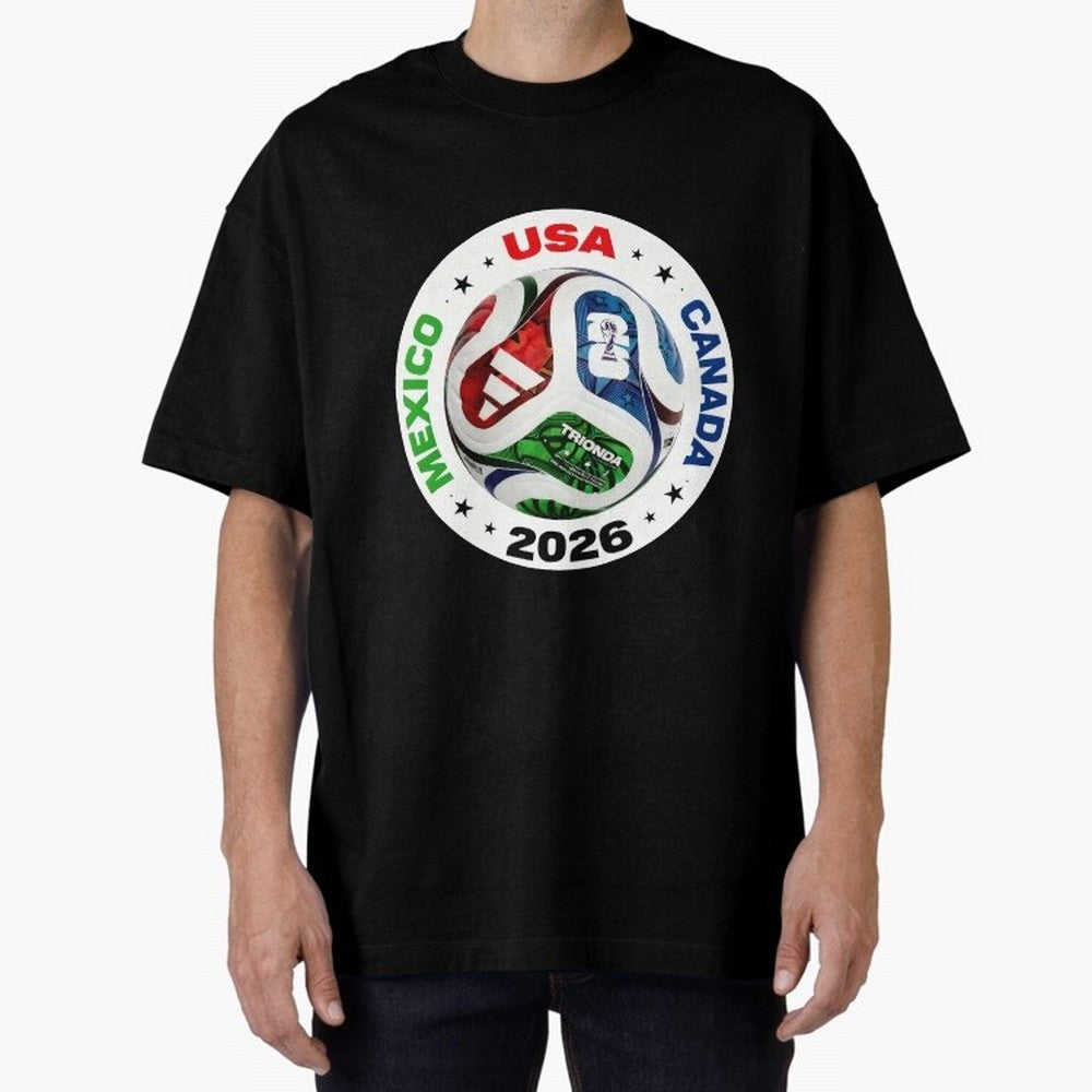 Trionda 26 Soccer Ball - North America 2026 Football Art Oversized T-Shirt Show Fan Pride Across the FIFA World Cup 2026 USA Canada Mexico Journey through Messi and Cristiano Ronaldo Highlights, Spain Pride, Stadium Memories, Football Loyalty,