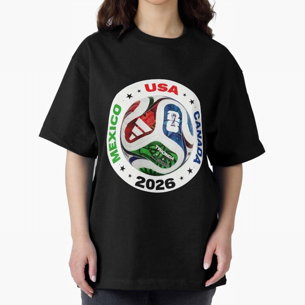 Trionda 26 Soccer Ball - North America 2026 Football Art Oversized T-Shirt Show Fan Pride Across the FIFA World Cup 2026 USA Canada Mexico Journey through Messi and Cristiano Ronaldo Highlights, Spain Pride, Stadium Memories, Football Loyalty,