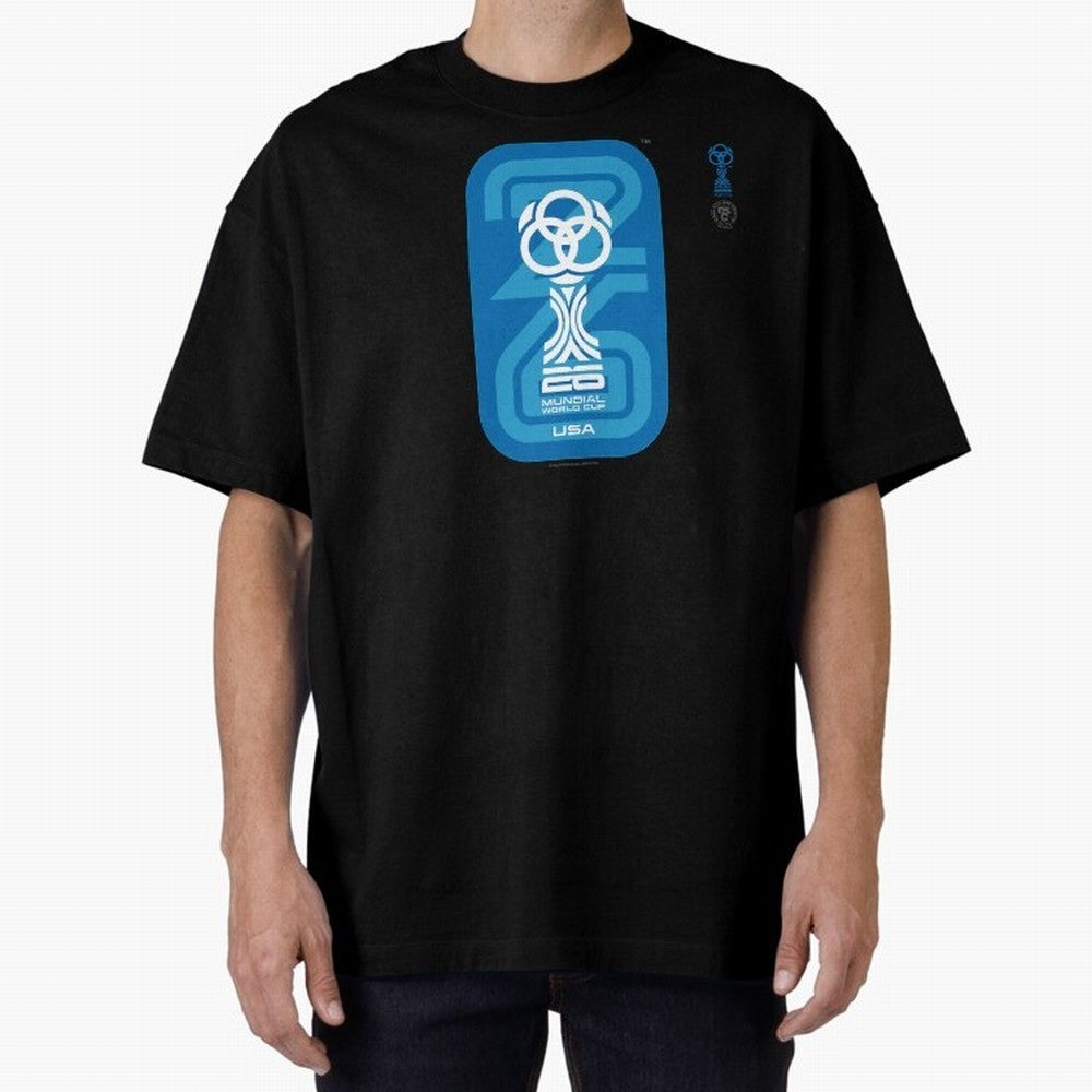 Mundial 26 USA Fan Trophy ¨C Retro Soccer World Cup Inspired Graphic ¨C Modern Football Art Design Oversized T-Shirt Step into Global Football Passion for FIFA World Cup 2026 USA Canada Mexico, Capturing Messi and Cristiano Ronaldo, France, Classic