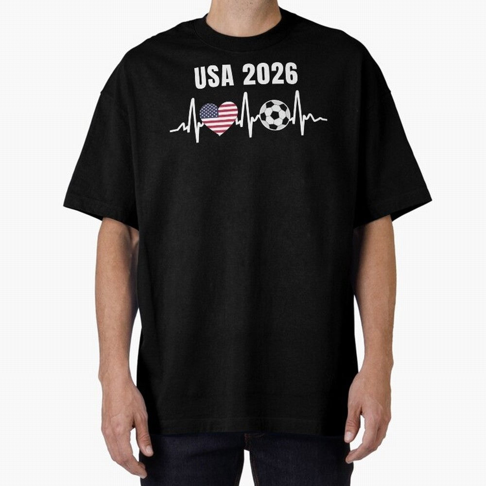 Soccer USA 2026 American Flag America World Cup Fan Gift Oversized T-Shirt Show Your Stadium Side during the FIFA World Cup 2026 Journey through Haaland and Mbappe Highlights, England, France and Netherlands Pride, Fan Favorite Moments, National