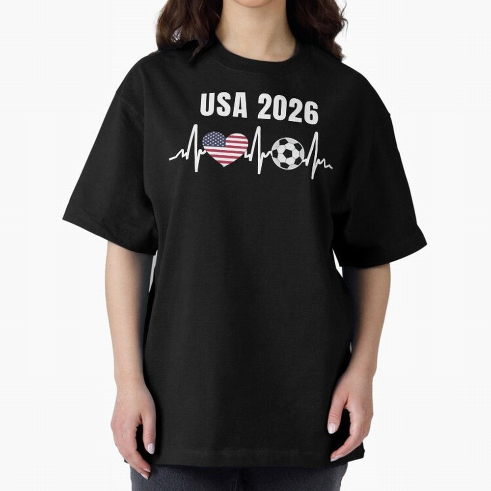 Soccer USA 2026 American Flag America World Cup Fan Gift Oversized T-Shirt Show Your Stadium Side during the FIFA World Cup 2026 Journey through Haaland and Mbappe Highlights, England, France and Netherlands Pride, Fan Favorite Moments, National
