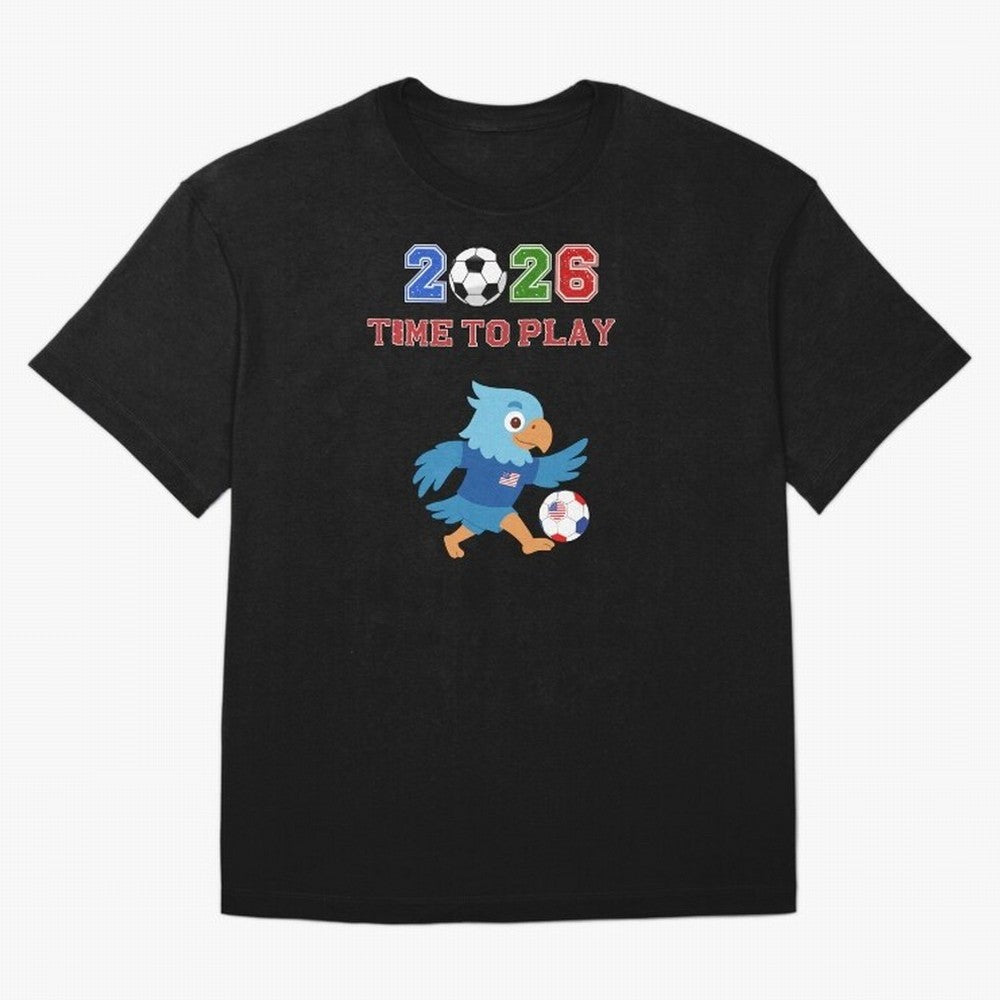 USA Soccer Eagle Mascot 2026 Time To Play Football Oversized T-Shirt Keep the Legacy of Global Football Passion for FIFA World Cup 2026, Capturing Haaland and Mbappe, France and Portugal, Stadium Memories, Football Loyalty, International Chants and