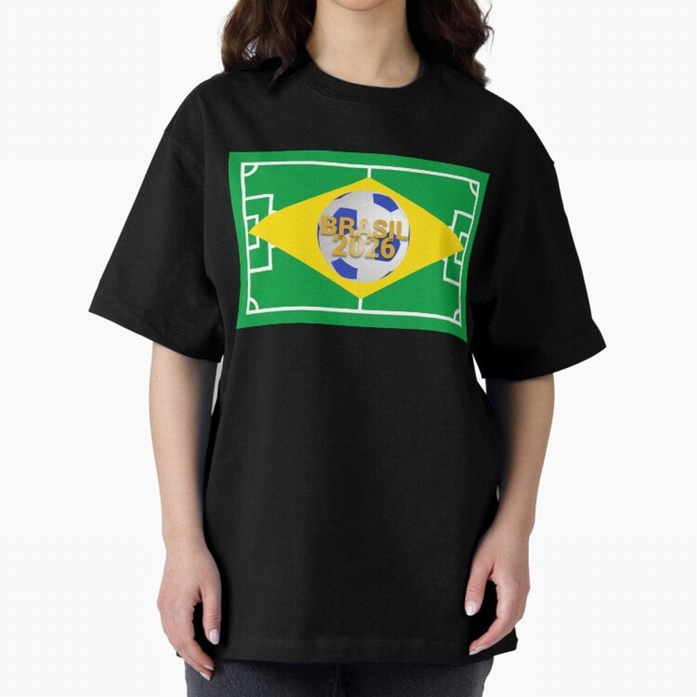 Brazil World Cup 2026 Oversized T-Shirt Turn Up for the FIFA World Cup 2026 USA Canada Mexico Journey through Messi, CR7 and Mbappe Highlights, Brazil Pride, Retro Football Energy, Iconic Rivalries, Trophy Chase Drama and Stadium Atmosphere; Made