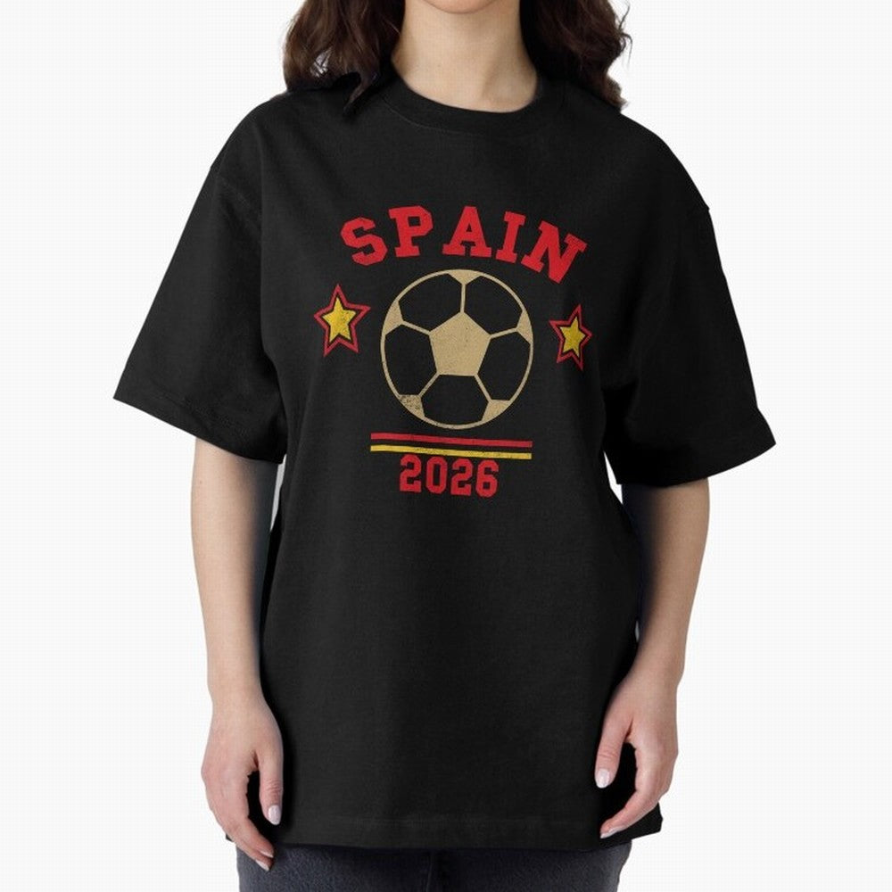 Spain 2026 ¡ª Vintage Soccer Tee Oversized T-Shirt Bring Stadium Energy to Global Football Passion for FIFA World Cup 2026, Featuring Messi, Neymar and Mbappe, Brazil, Classic Soccer Heritage, Championship Pressure, Fan Loyalty and International