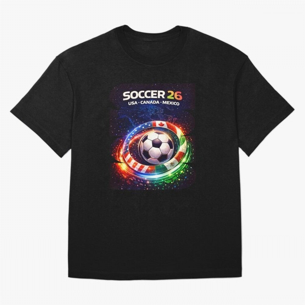 North America Soccer 2026 Shirt, Soccer 26 USA Canada Mexico Fan Tee, United 2026 Soccer Graphic Oversized T-Shirt Live for the Drama of FIFA World Cup 2026 USA Canada Mexico Capturing Haaland and Mbappe, Portugal, Spain and Germany Energy,