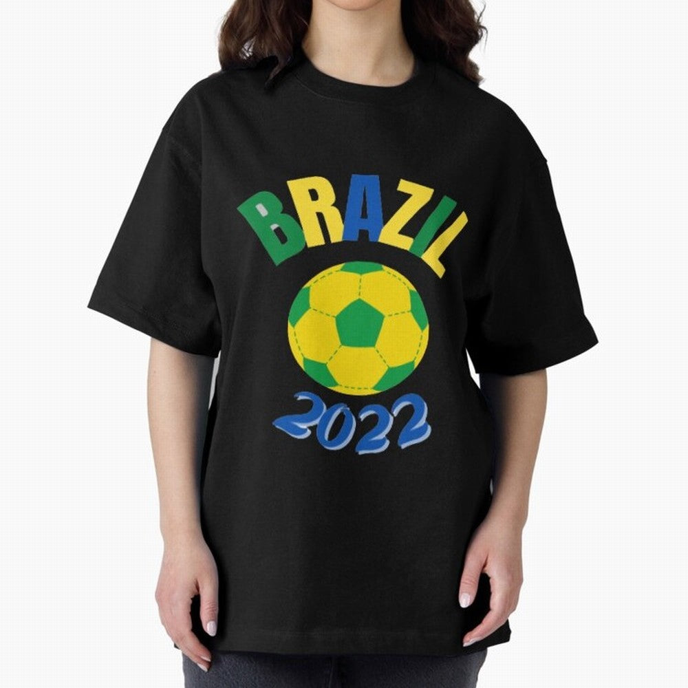 Brazil FIFA world cup 2022 T shirt Oversized T-Shirt Follow the Road to FIFA World Cup 2026 Featuring Cristiano Ronaldo, Haaland and CR7, England, France and Netherlands Energy, Goal Celebration Energy, Supporter Heritage, Football Icons and