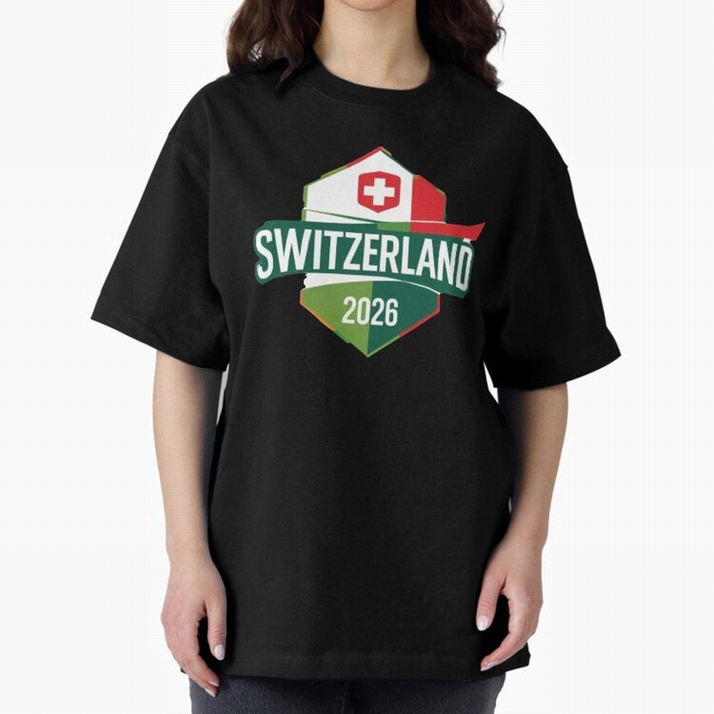 Switzerland WC2026 Oversized T-Shirt Celebrate Every Goal in FIFA World Cup 2026 for Fans of Neymar, Haaland and Cristiano Ronaldo and Argentina and Brazil, Bringing Champion Mindset, Group Stage Buzz, Knockout Tension and Passionate Fan Culture;