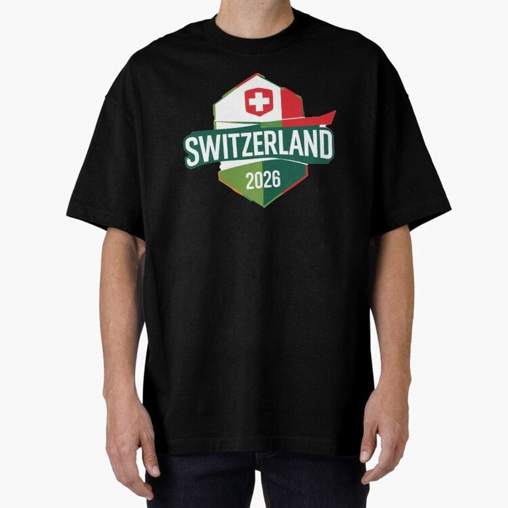 Switzerland WC2026 Oversized T-Shirt Celebrate Every Goal in FIFA World Cup 2026 for Fans of Neymar, Haaland and Cristiano Ronaldo and Argentina and Brazil, Bringing Champion Mindset, Group Stage Buzz, Knockout Tension and Passionate Fan Culture;