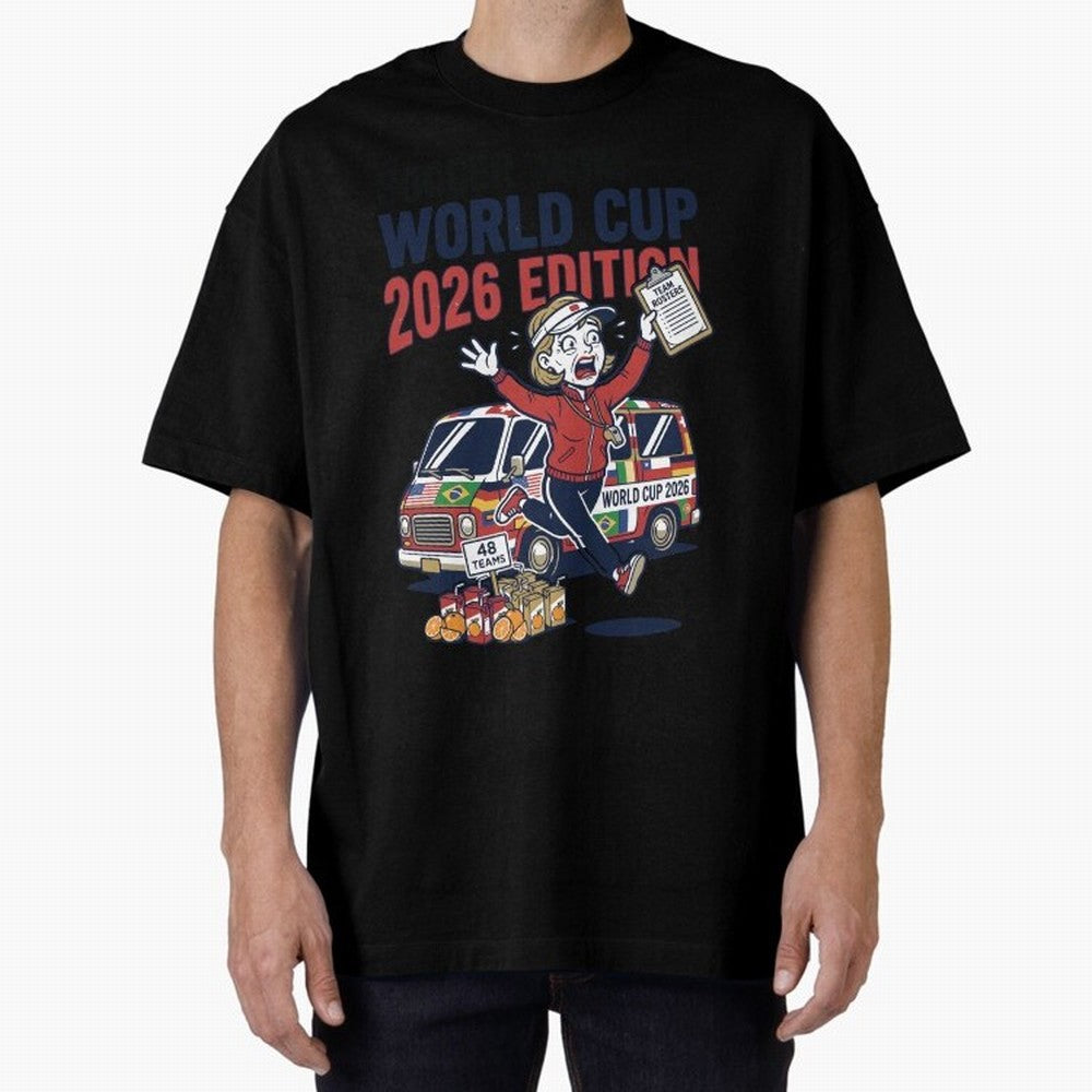 Soccer Mom ¡ª World Cup 2026 Edition V2 Oversized T-Shirt Fuel the Hype around Match Day Hype around FIFA World Cup 2026 Group Stage, Haaland and Mbappe, Brazil, Retro Football Energy, Iconic Rivalries, Trophy Chase Drama and Stadium Atmosphere;