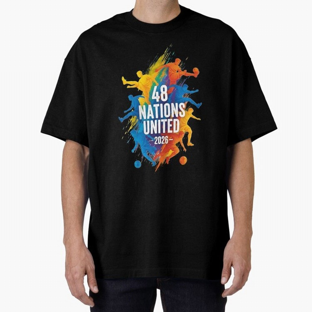 The Unity of World Football Oversized T-Shirt Honor Football Greatness during Global Football Passion for FIFA World Cup 2026 USA Canada Mexico, Inspired by Cristiano Ronaldo, Haaland and CR7, Portugal, Football Festival Excitement, Trophy
