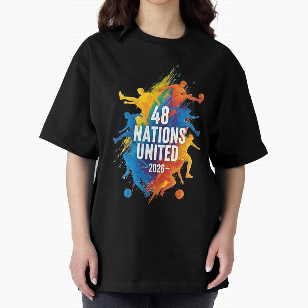 The Unity of World Football Oversized T-Shirt Honor Football Greatness during Global Football Passion for FIFA World Cup 2026 USA Canada Mexico, Inspired by Cristiano Ronaldo, Haaland and CR7, Portugal, Football Festival Excitement, Trophy