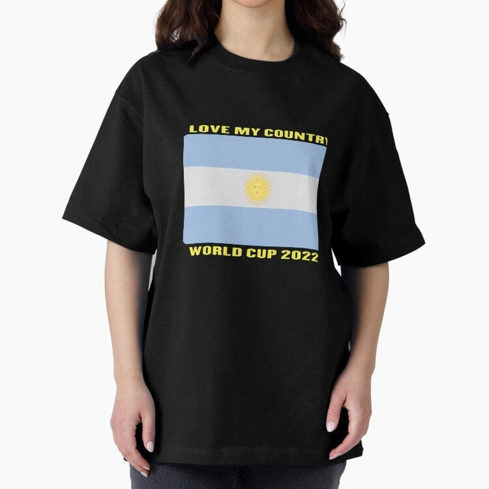 I Love My Country Argentina World Cup 2022 Oversized T-Shirt Show Your Love for Global Football Passion for FIFA World Cup 2026 Group Stage, Inspired by CR7, Portugal, Spain and Germany, Fan Favorite Moments, National Team Passion, Big Match Drama