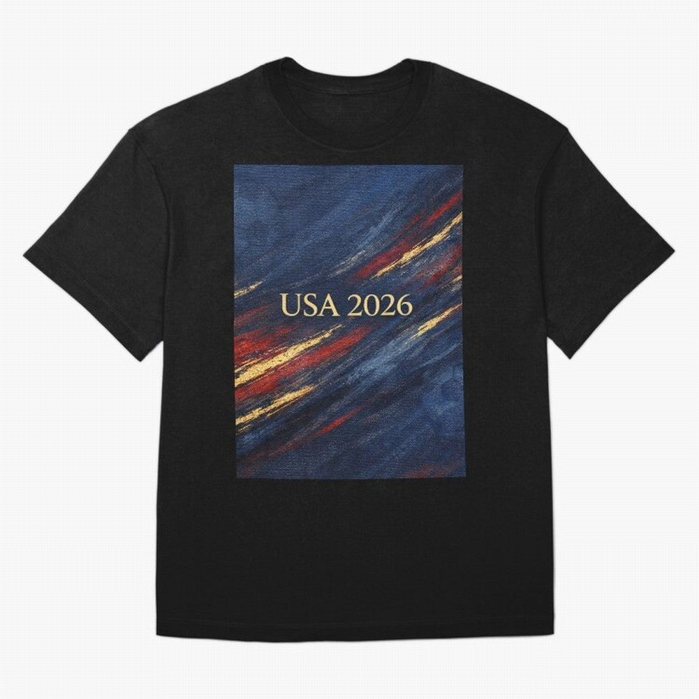Elevated USA 2026 Soccer Oversized T-Shirt Feel the Trophy Chase of the FIFA World Cup 2026 Journey through Haaland Highlights, Brazil Pride, Football Passion, Legendary Performances, Festival Vibes and Supporter Community; Ideal for Football Dads,