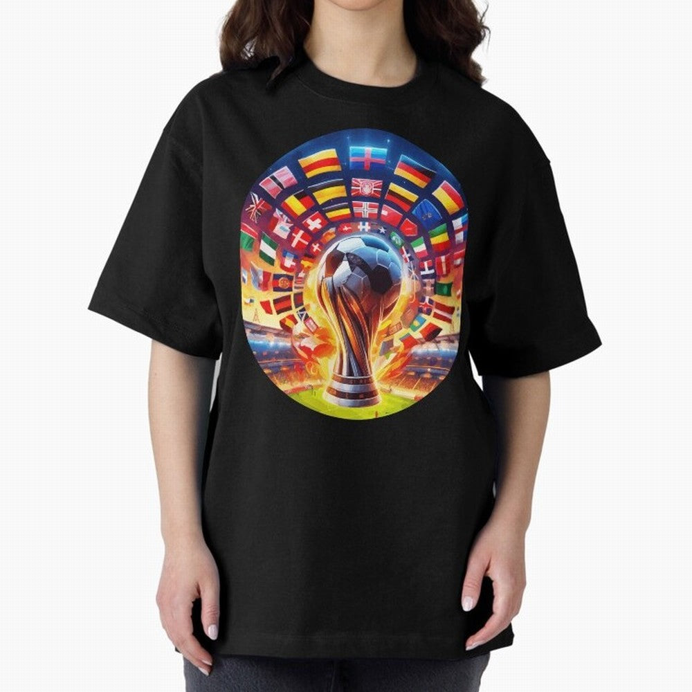Global Football Fever (The Road to Victory) Oversized T-Shirt Celebrate the Road through FIFA World Cup 2026 Celebrating Messi, Argentina and Brazil Energy, Stadium Chants, National Pride, Trophy Dreams and Unforgettable Football Memories; Made for