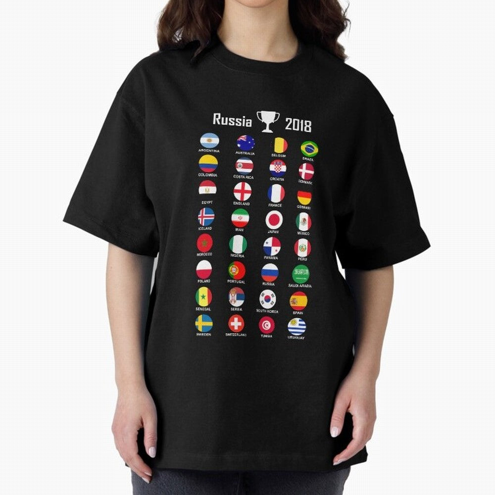 Russia 2018 Football Soccer Championship Oversized T-Shirt Fuel FIFA World Cup 2026 USA Canada Mexico for Fans of Messi, Neymar and Mbappe and Argentina, France and Brazil, Bringing Stadium Memories, Football Loyalty, International Chants and