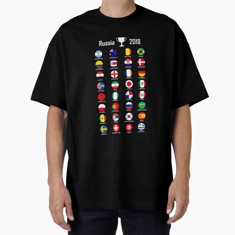 Russia 2018 Football Soccer Championship Oversized T-Shirt Fuel FIFA World Cup 2026 USA Canada Mexico for Fans of Messi, Neymar and Mbappe and Argentina, France and Brazil, Bringing Stadium Memories, Football Loyalty, International Chants and