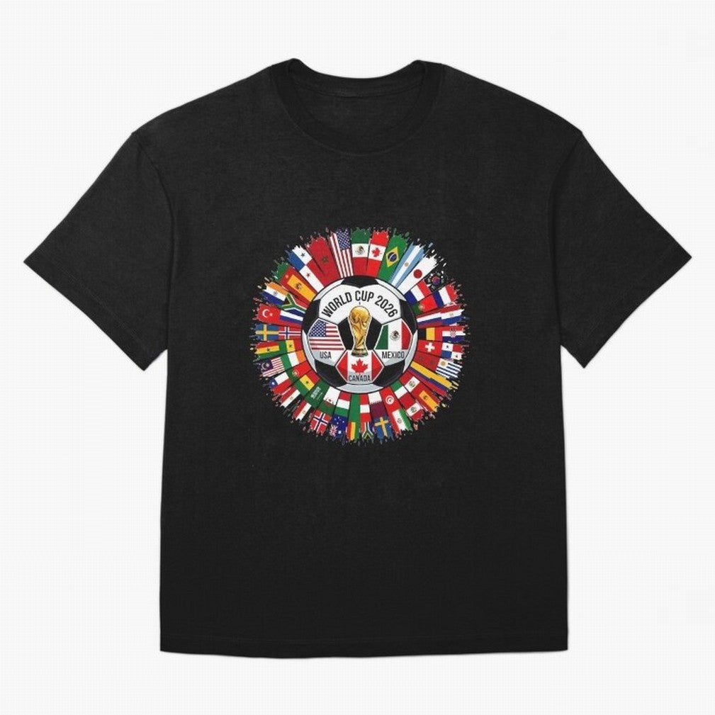 USA Canada Mexico 2026 Football Celebration Fan Art Oversized T-Shirt Honor the Football Icons of FIFA World Cup 2026 Group Stage Spirit, Highlighting France and Portugal, Messi, CR7 and Mbappe, Classic Soccer Heritage, Championship Pressure, Fan